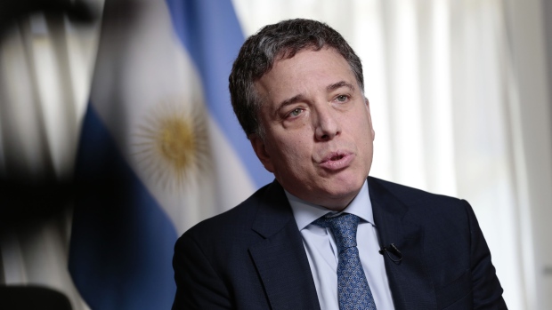 Nicolas Dujovne, Argentina's economy minister, speaks during an interview in Buenos Aires, Argentina, on Wednesday, Nov. 28, 2018. Dujovne said that Argentina will be in a stronger position to return to international debt markets in 2020 as investors see progress on inflation and debt reduction. 