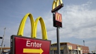 Signage is displayed outside a McDonald's Corp. restaurant in Princeton, Illinois, U.S., on Wednesday, March 27, 2019. McDonald's, in its largest acquisition in 20 years, is buying a decision-logic technology company to better personalize menus in its digital push. 
