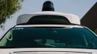 A camera sensor sits on the roof of a Waymo LLC Chrysler Pacifica autonomous vehicle