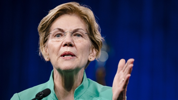 Senator Elizabeth Warren, a Democrat from Massachusetts and 2020 presidential candidate, speaks duri