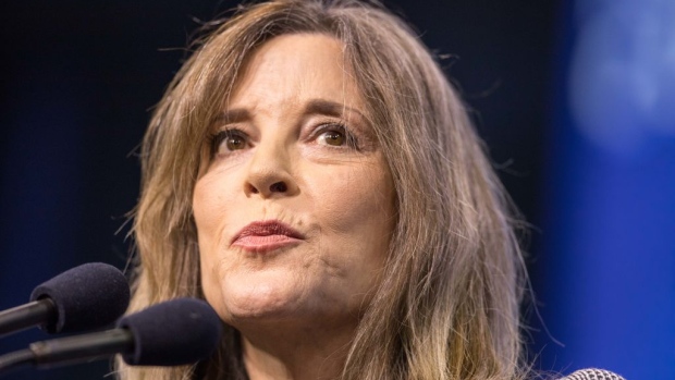 MANCHESTER, NH - SEPTEMBER 07: Democratic presidential candidate, author Marianne Williamson speaks during the New Hampshire Democratic Party Convention at the SNHU Arena on September 7, 2019 in Manchester, New Hampshire. Nineteen presidential candidates will be attending the New Hampshire Democratic Party convention for the state's first cattle call before the 2020 primaries. (Photo by Scott Eisen/Getty Images)