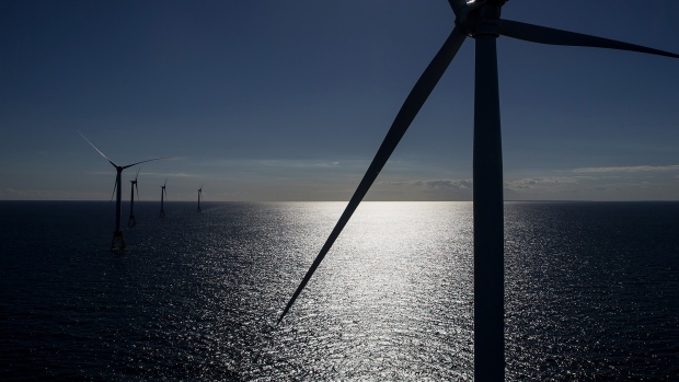 The GE-Alstom Block Island Wind Farm stands in the water off Block Island, Rhode Island, U.S., on Wednesday, Sept. 14, 2016. The installation of five 6-megawatt offshore-wind turbines at the Block Island project gives turbine supplier GE-Alstom first-mover advantage in the U.S. over its rivals Siemens and MHI-Vestas. 