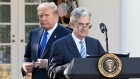 Jerome Powell, governor of the U.S. Federal Reserve and President Donald Trump's nominee as chairman of the Federal Reserve, right, pauses while speaking while Trump listens during a nomination announcement in the Rose Garden of the White House in Washington, D.C., Nov. 2, 2017