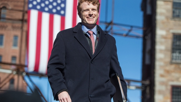 LAWRENCE, MA - FEBRUARY 09: Rep. Joe Kennedy III takes the stage before introducing Sen. Elizabeth Warren (D-MA) during her event announcing her official bid for President on February 9, 2019 in Lawrence, Massachusetts. (Photo by Scott Eisen/Getty Images)