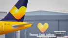 A Thomas Cook aircraft awaits departure on the runway at Terminal 1 at Manchester Airport on September 22, 2019 in Manchester, England.