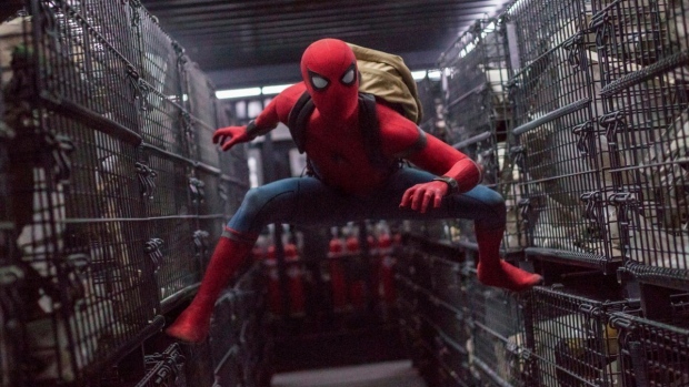 This image released by Columbia Pictures shows Tom Holland in a scene from 'Spider-Man: Homecoming.'