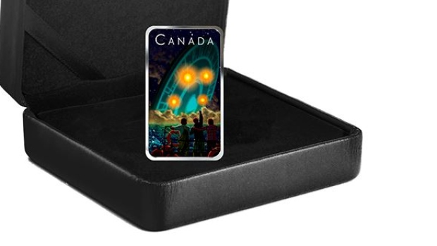 Canana's new rectangular $20 coin, commemorating a 1967 UFO landing near Shag Harbour, N.S.