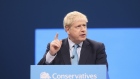 Boris Johnson delivers his keynote speech on the closing day of the annual Conservative Party conference in Manchester on Oct. 2. 