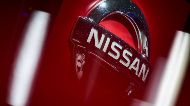 The Nissan Motor Co. logo sits on display on day two of the 89th Geneva International Motor Show in Geneva, Switzerland, on Wednesday, March 6, 2019. The show near Lake Leman, which opens to the public from March 7 to 17, will be the first gilded showcase of the year for the likes of Bugatti, Koenigsegg, Lamborghini, and Pininfarina, among others. 
