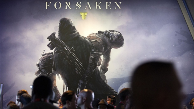 A signage for the Activision Blizzard's Destiny 2: Forsaken video game at the E3 in Los Angeles. 
