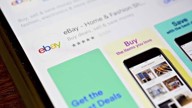 The eBay Inc. application is seen in the App Store on an Apple Inc. iPhone in this arranged photograph taken in Tiskilwa, Illinois, U.S., on Monday, April 16, 2018. 