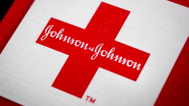 The Johnson & Johnson logo is arranged for a photograph in New York, U.S., on Monday, April 15, 2013.  