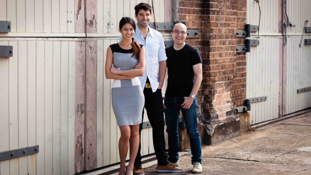 Canva founders Melanie Perkins, Cliff Obrecht and Cam Adams. Image courtesy of Canva Inc.