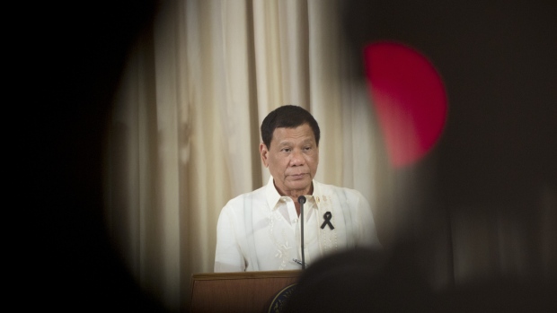 Rodrigo Duterte, the Philippines' president, speaks during a news conference at Government House in Bangkok, Thailand, on Tuesday, March 21, 2017. Duterte returns to the Philippines on March 22. 