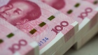 Bundles of Chinese one-hundred yuan banknotes