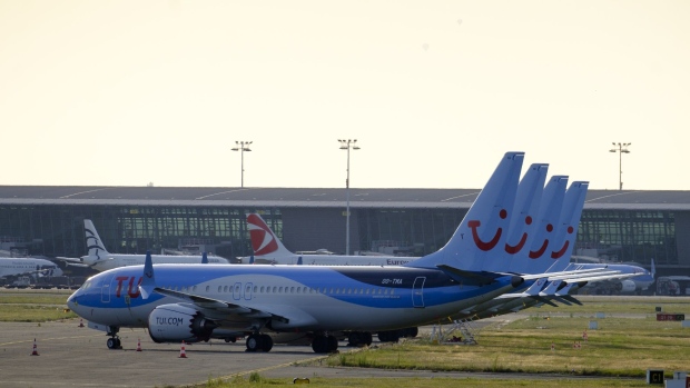 TUI fly's Boeing 737 MAX 8 parked 
    at Brussels airport in July 2019. Photographer: Thierry Monasse/Getty Images
