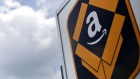 The Amazon.com logo is displayed outside the company's fulfillment center in Kenosha, Wisconsin, U.S.