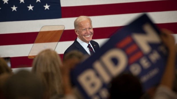Joe Biden smiles during a town hall event in Manchester, New Hampshire on Oct. 9. 