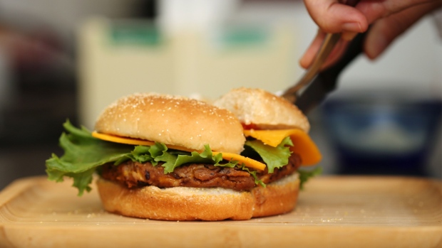 Vegetarian burgers made with a canola protein powder  