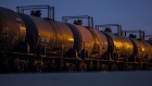 Oil tankers sit at a rail yard at the Kinder Morgan Inc. facility in Richmond, California, U.S., on Friday, Nov. 21, 2014. 