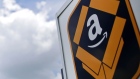 The Amazon.com logo is displayed outside the company's fulfillment center in Kenosha, Wisconsin, U.S. 