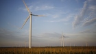 Wind turbines at the Amazon Wind Farm Fowler Ridge, operated by Pattern Energy Group Inc., 