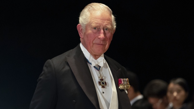 Prince Charles, Prince of Wales, arrives for the banquet after the enthronement ceremony at the 