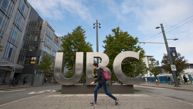 The UBC sign is pictured at the University of British Columbia in Vancouver, Apr 23, 2019. The Canad