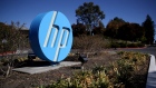The Hewlett Packard (HP) logo is displayed in front of the office complex on October 04, 2019 in Palo Alto, California. 