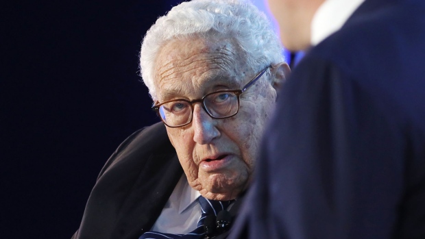 Henry Kissinger at the Bloomberg New Economy Forum in Beijing on Nov. 21. Photographer: Takaaki Iwabu/Bloomberg