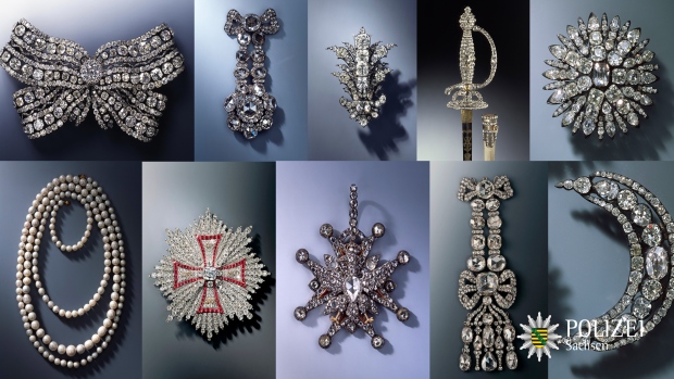 Jewels stolen from the Green Vault museum in Dresden. Police Saxony