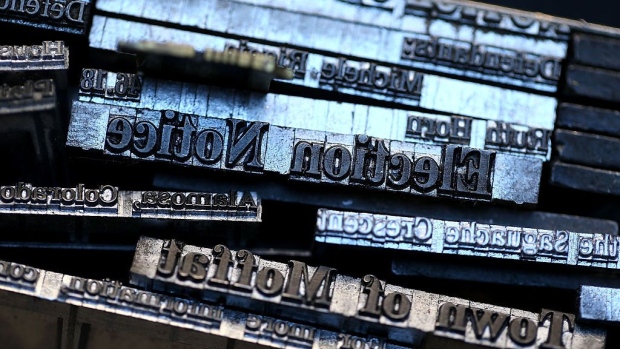 SAGUACHE, CO - JANUARY 18: Metal type slugs that were created using a Linotype hot metal typesetting maching sit on a shelf inside the offices of the Saguache Crescent newspaper on January 18, 2016 in Saguache, Colorado. The Saguache Crescent newspaper is the last newspaper in the United States that is produced using a Linotype hot metal typesetting machine. Dean Coombs, the paper's owner and editor, has been publishing the small town newspaper once a week using a Linotype machine that was purchased new in 1921, a few years after his family took over the paper in 1917. Coombs has been running the business by himself for the past 38 years and has no plans of shutting its doors anytime soon. Most newspapers discontinued the use of Linotypes over 40 years ago and were replaced with offset lithography printing and computer typesetting. (Photo by Justin Sullivan/Getty Images)