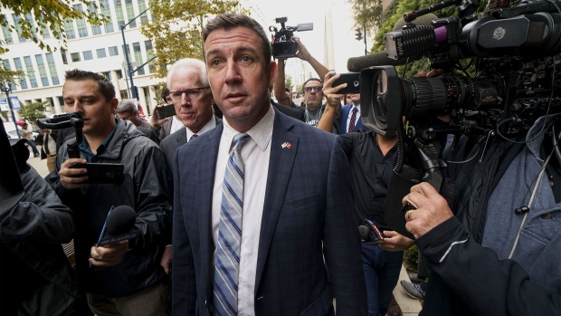 SAN DIEGO, CA - DECEMBER 03: Rep. Duncan Hunter (R-CA) walks into Federal Courthouse on December 3, 2019 in San Diego, California. Congressman Hunter is expected to plead guilty to charges that he violated federal campaign finance laws by using campaign funds for extensive personal expenses.(Photo by Sandy Huffaker/Getty Images)