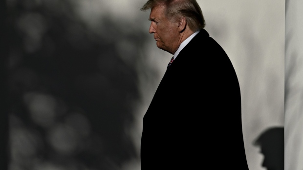 U.S. President Donald Trump walks through the Colonnade of the White House with Boyko Borissov, Bulgaria's prime minister, not pictured, in Washington, D.C., U.S., on Monday, Nov. 25, 2019. Trump and Borissov are expected to discuss security in Eastern Europe and comes after a series of meetings to address security in a region where Russia seeks to retain its traditional influence. 