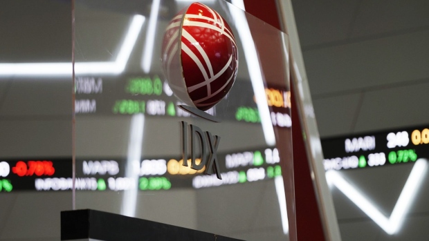 Signage is displayed inside the Indonesia Stock Exchange (IDX) in Jakarta, Indonesia, on Thursday, April 18, 2019. With Indonesian President Joko Widodo on course to win a second term as leader, the political uncertainty that's weighed on the economy this year will be lifted. 
