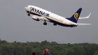 A Boeing Co. 737 aircraft, operated by Ryanair Holdings Plc, takes off from Tegel airport in Berlin, Germany, on Monday, July 29, 2019. Deutsche Lufthansa AG is considering a shift to a corporate holding structure, seeking to streamline Europe's biggest airline group as it fights for market share. 