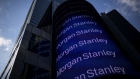 Morgan Stanley digital signage is displayed on the exterior of the company's headquarters in New York