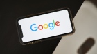The Google Inc. logo is displayed on an Apple Inc. iPhone in this arranged photograph taken in the Brooklyn borough of New York, U.S., on Friday, July 19, 2019. Alphabet Inc. is scheduled to release earnings figures on July 25. 