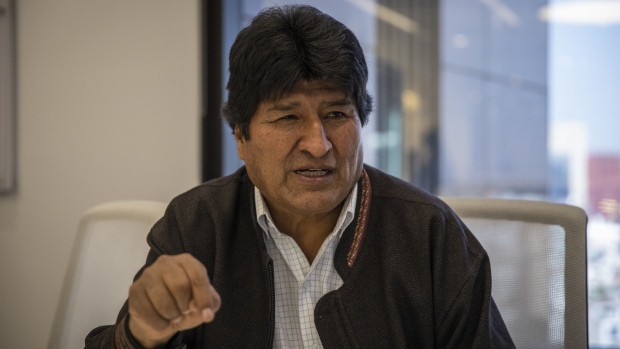 Evo Morales speaks during an interview in Mexico City on Nov. 18, 2019. Photographer Alejandro Cegarra/Bloomberg