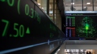 LONDON, ENGLAND - AUGUST 29: Financial market figures are shown on big screens and a ticker in the main entrance at London Stock Exchange on August 29, 2019 in London, England. The pound has come under renewed pressure after the government moved to prorogue parliament for five weeks, fueling fears of a no-deal Brexit. (Photo by Chris J Ratcliffe/Getty Images)