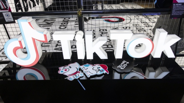 Signage is displayed at the TikTok Creator's Lab 2019 event hosted by Bytedance Ltd. in Tokyo, Japan, on Saturday, Feb. 16, 2019. TikTok is a subsidiary of a Beijing startup Bytedance that's built a collection of valuable apps in China powered by vast troves of data and sophisticated artificial intelligence. 