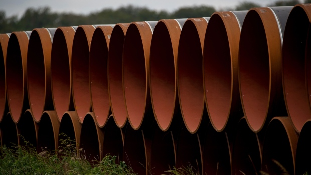 Sections of pipe sit stacked on the European Gas Pipeline Link (EUGAL) site, a joint construction project by Sicim SpA and Bohlen & Doyen GmbH, in Gellmersdorf, Germany, on Tuesday, May 28, 2019. One of Europe's biggest natural gas users has turned decidedly pessimistic on the fuel, prompting traders to rethink their own outlook for the industry. 
