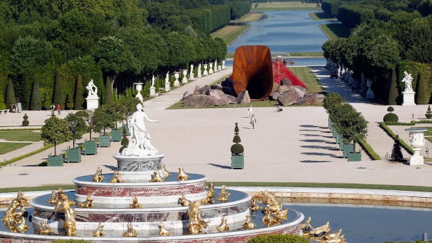 Dirty Corner by Anish Kapoor in the gardens of the Palace of Versailles. Photographer: Chesnot/Getty Images Europe