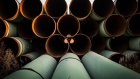 Miles of unused pipe, prepared for the proposed Keystone XL pipeline
