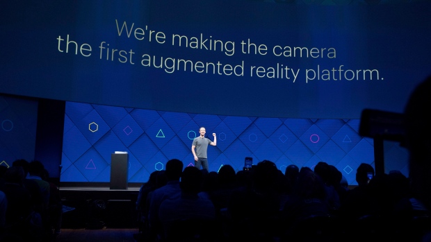 Facebook CEO Mark Zuckerberg introduces augmented reality features for mobile devices at his company