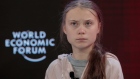 Greta Thunberg pauses during a panel session on the opening day of the World Economic Forum in Davos, on Jan. 21. Photographer: Jason Alden/Bloomberg