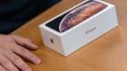 A box of the Apple Inc. iPhone XS sits at an Apple store during its launch in Hong Kong, China, on Friday, Sept. 21, 2018.