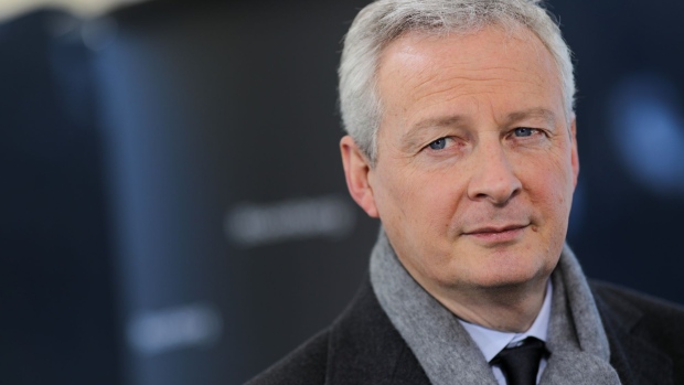 Bruno Le Maire pauses during an interview in Davos on Jan. 22. Photographer: Simon Dawson/Bloomberg