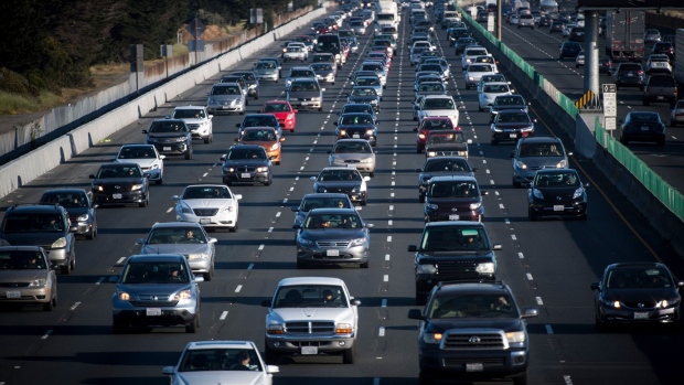 Vehicles in traffic travel eastbound on Interstate 80 in Berkeley, California, U.S., on Monday, May 7, 2018.