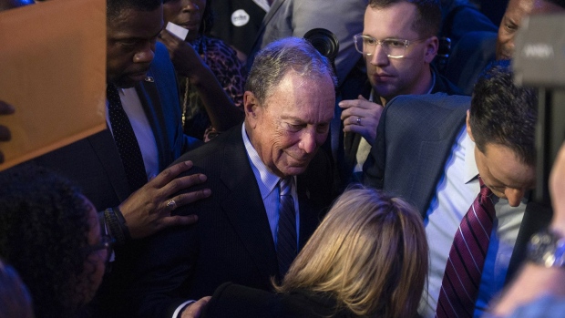 Michael Bloomberg after speaking at the Buffalo Soldiers National Museum in Houston on Feb. 13, 2020.